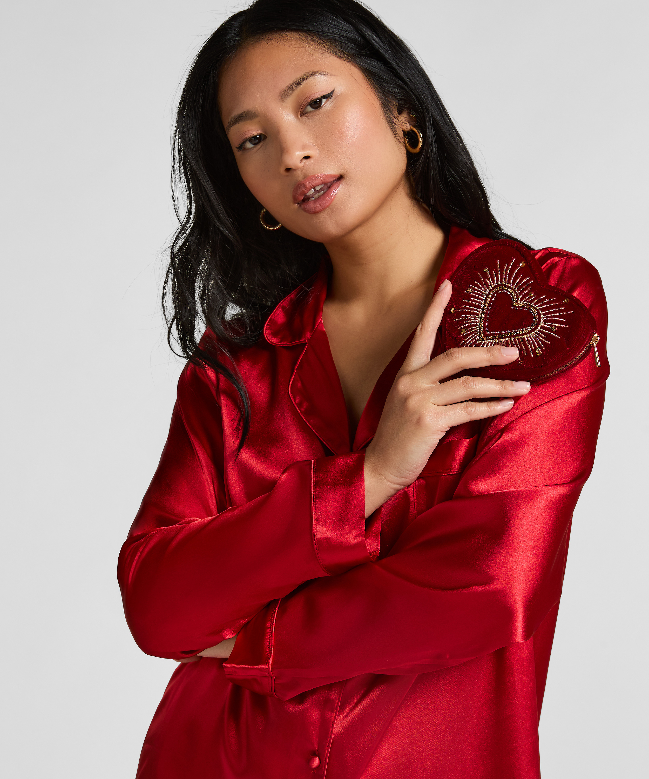 Monedero corazón con cremallera, Rojo, main