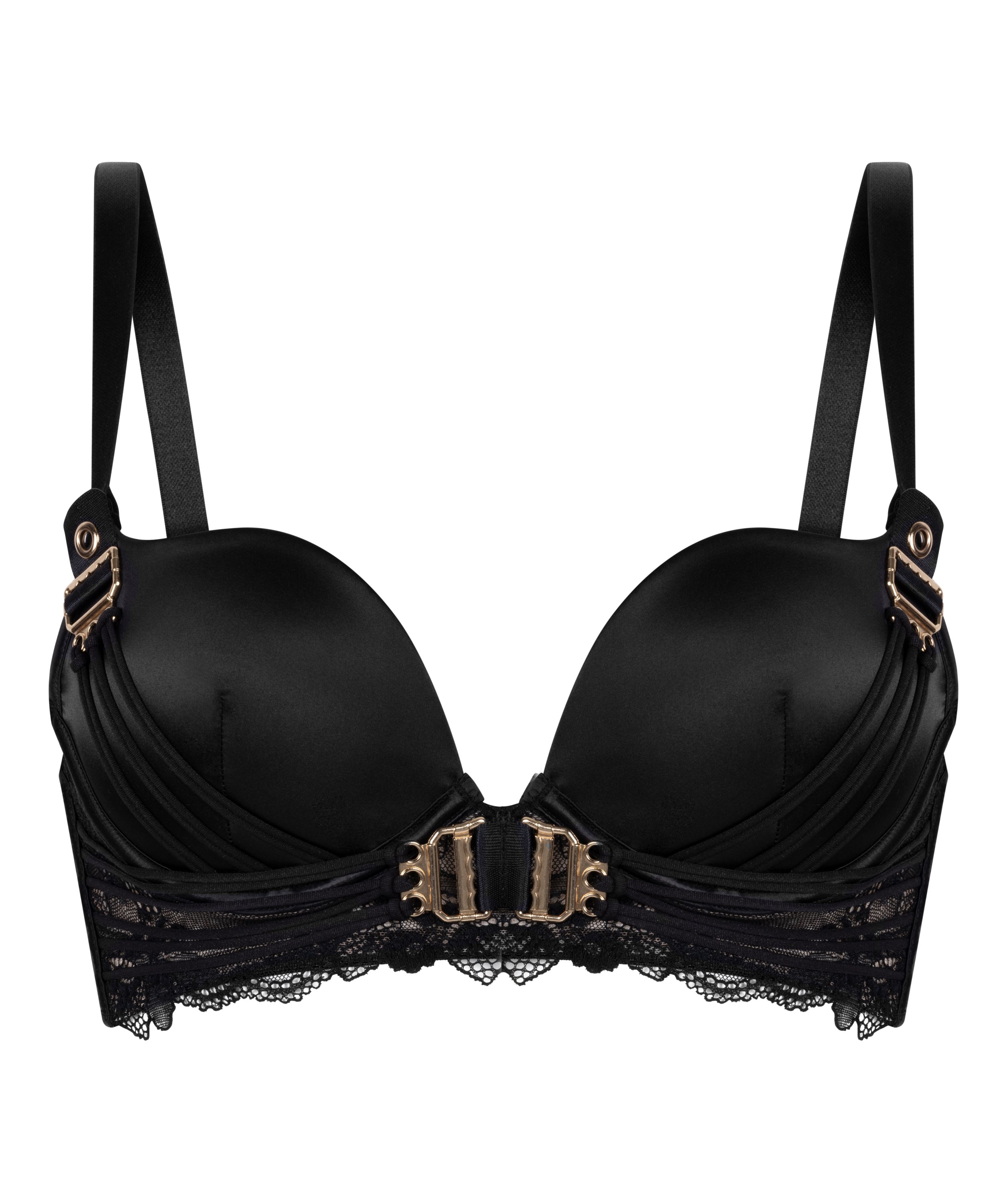 Sujetador de aros longline push-up acolchado Avela, Negro, main