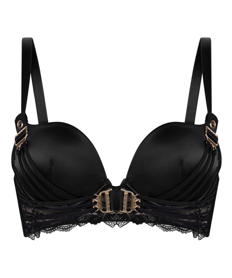 Sujetador de aros longline push-up acolchado Avela, Negro