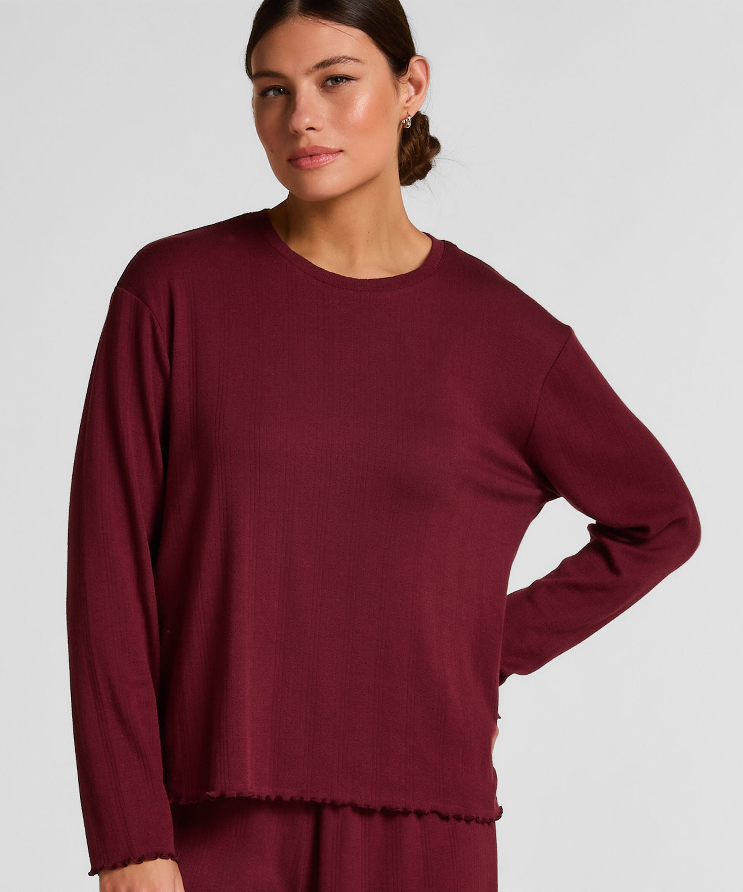 Pyjama Top Loose Pointelle, Rojo Pyjama Top Loose Pointelle, Rojo