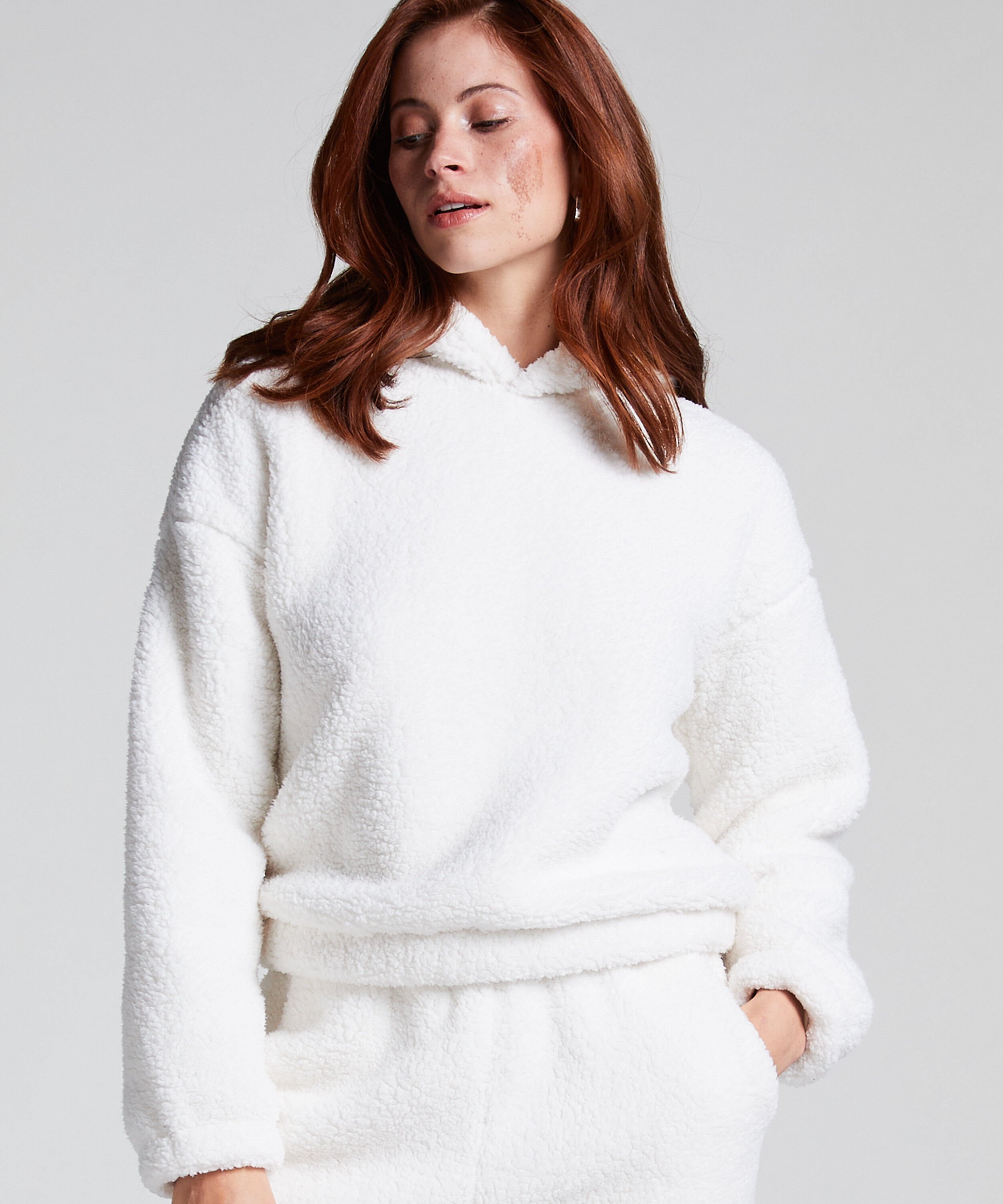 Sudadera con capucha Fleece Snuggle, Blanco