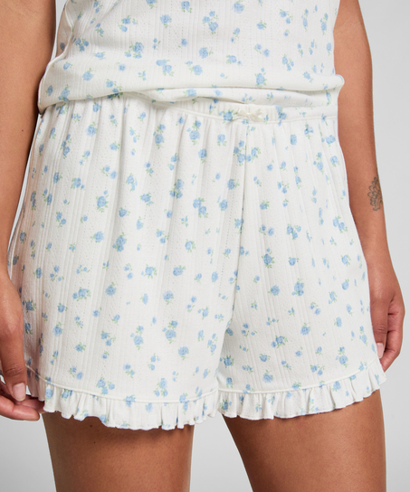 Pantalón corto en pointelle, Blanco