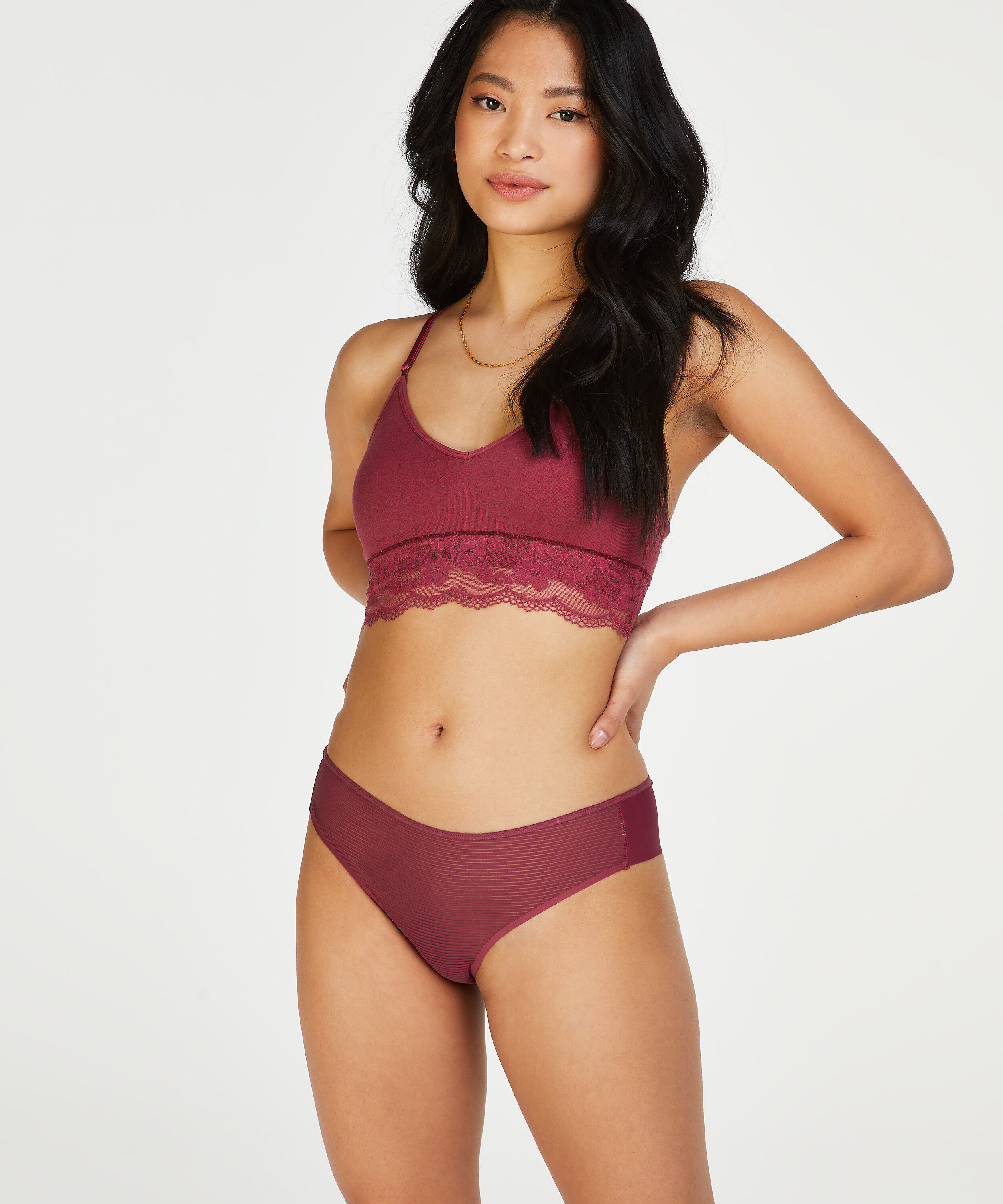 Brasileña Invisible Stripe mesh, Rojo