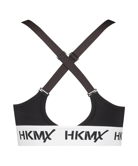 HKMX Sujetador deportivo The Crop Logo nivel 1, Negro
