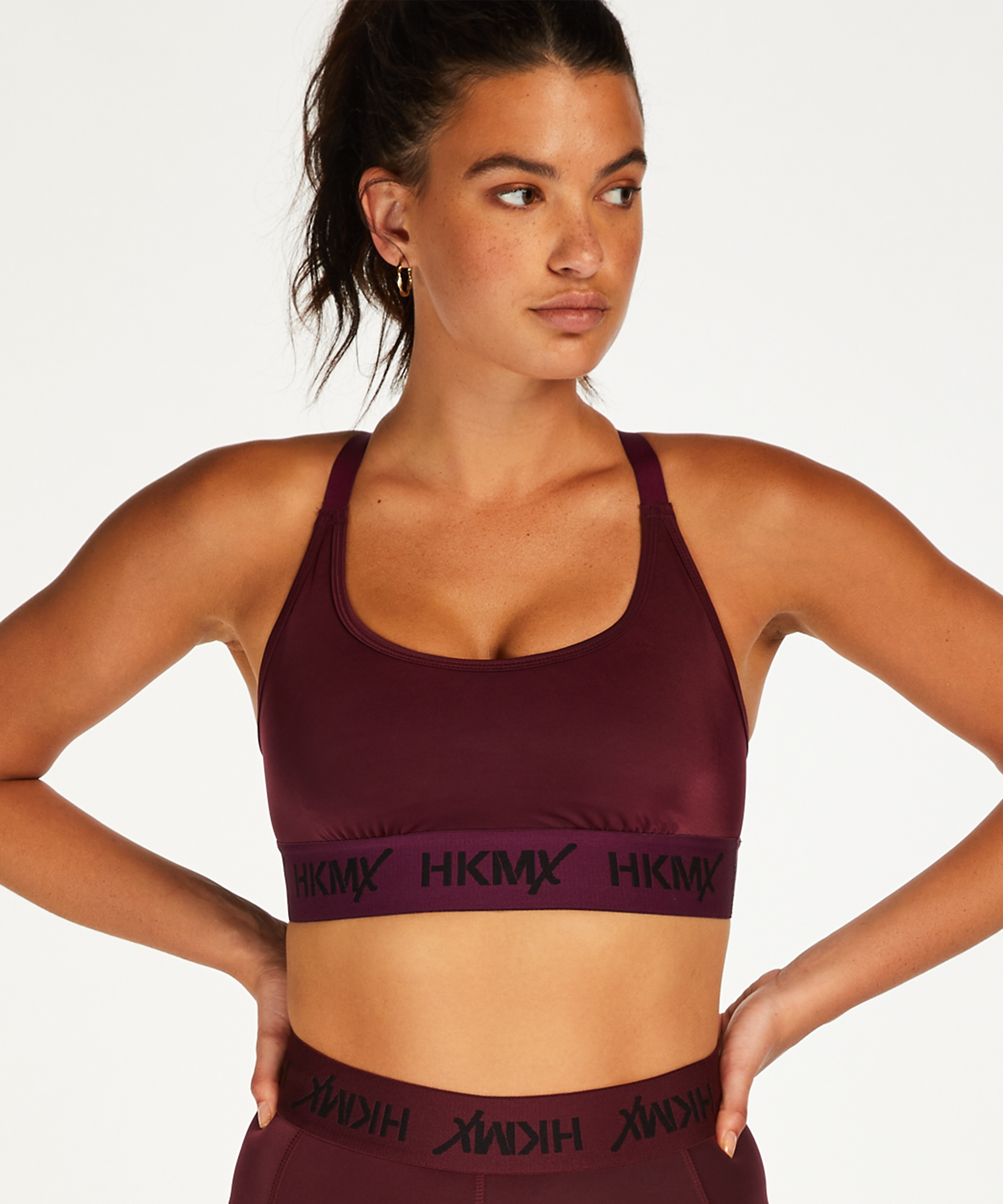 HKMX Sujetador deportivo The Crop Logo nivel 1, Morado, main