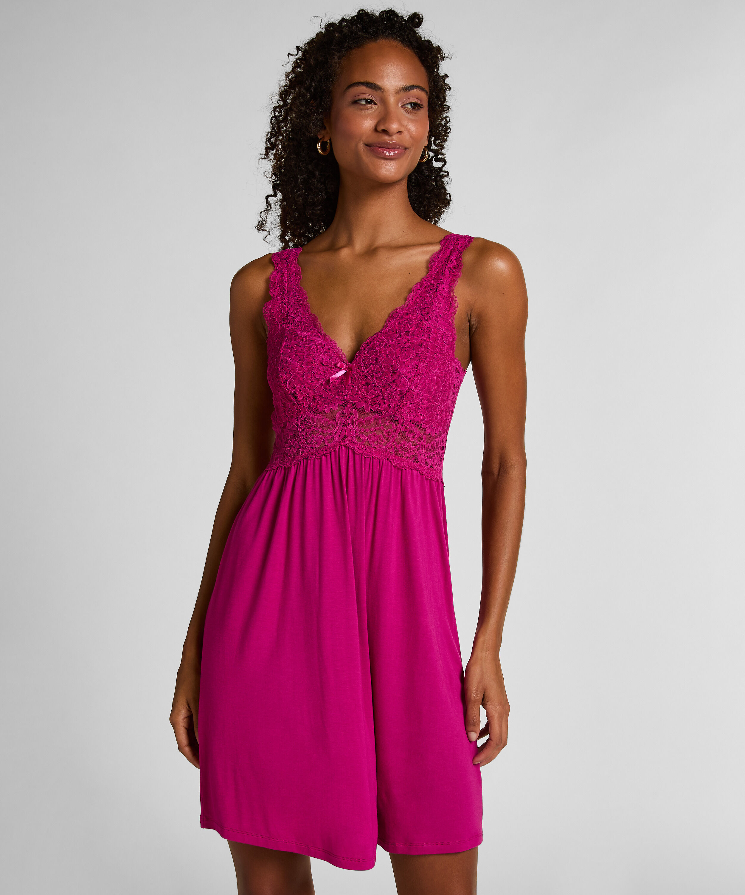 Vestido lencero Nora Lace, Rosa