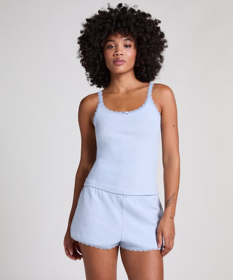 Short en pointelle, Azul