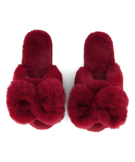 Zapatillas Bow Fake Fur, Rojo