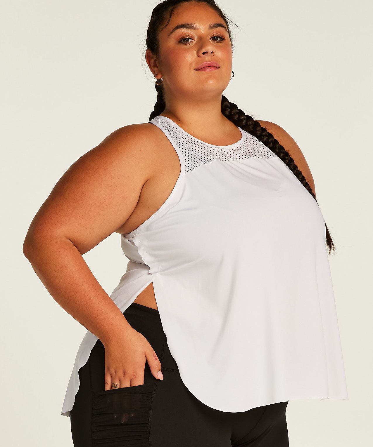 HKMX Camiseta sin mangas Performance, Blanco, main