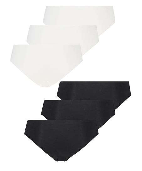 Lote de 6 braguitas brasile&ntilde;as invisibles, Blanco