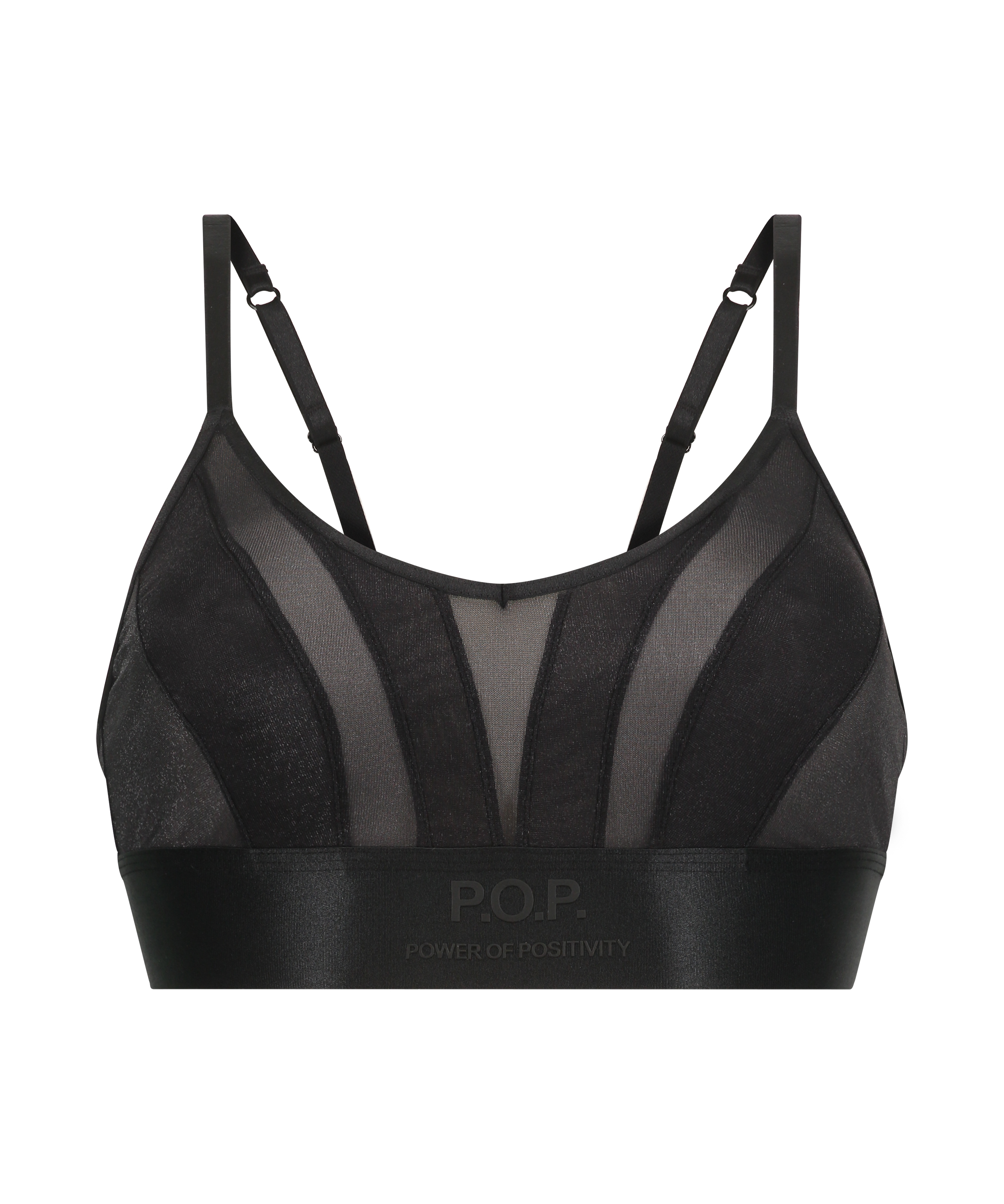 Sujetador bralette con rejilla Glossy, Negro, main