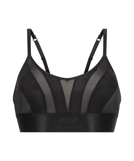 Sujetador bralette con rejilla Glossy, Negro