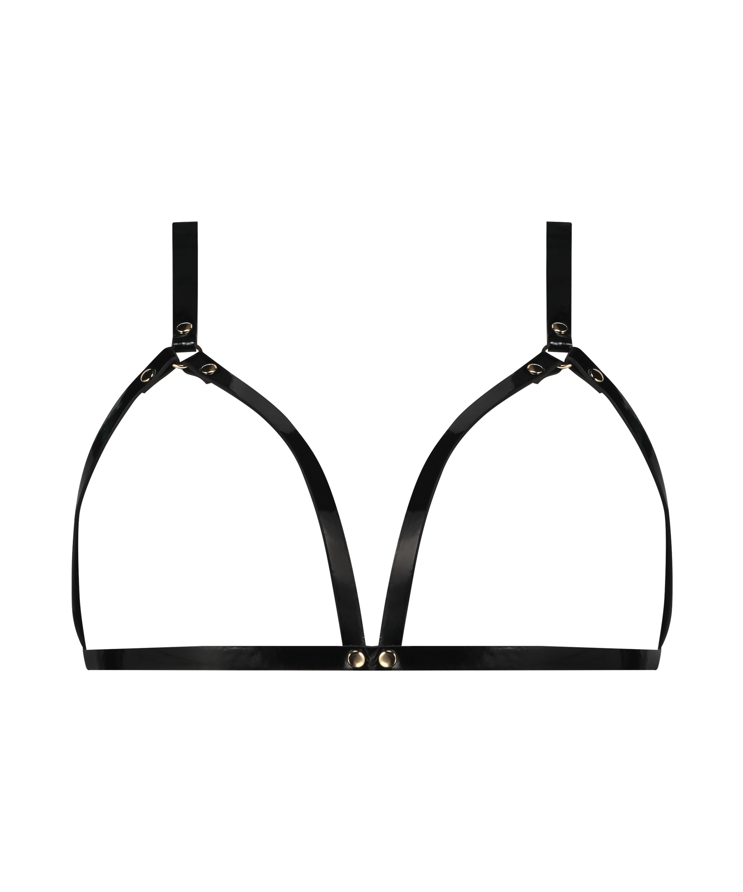 Bralette de piel sintética, Negro, main