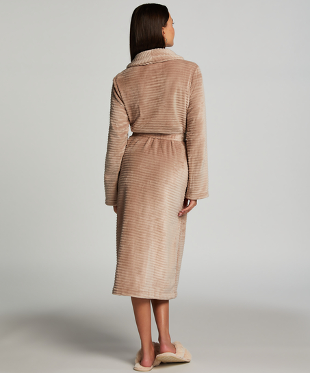 Albornoz largo de forro polar, Beige