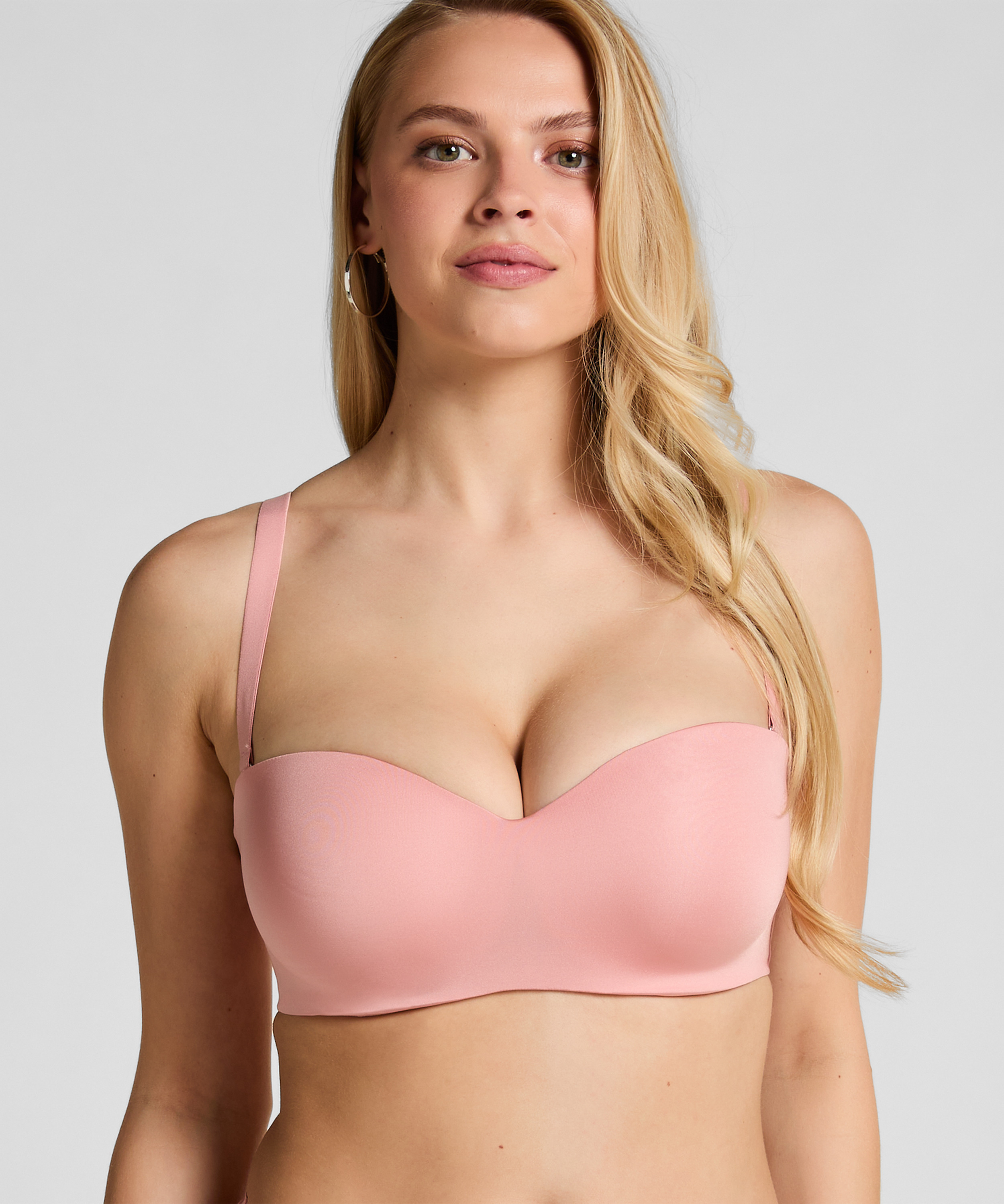 Sujetador push-up de aros sin tirantes y preformado Smooth, Rosa, main
