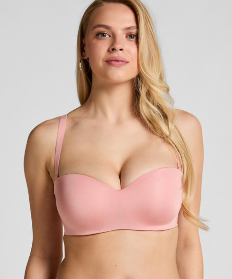 Sujetador push-up de aros sin tirantes y preformado Smooth, Rosa