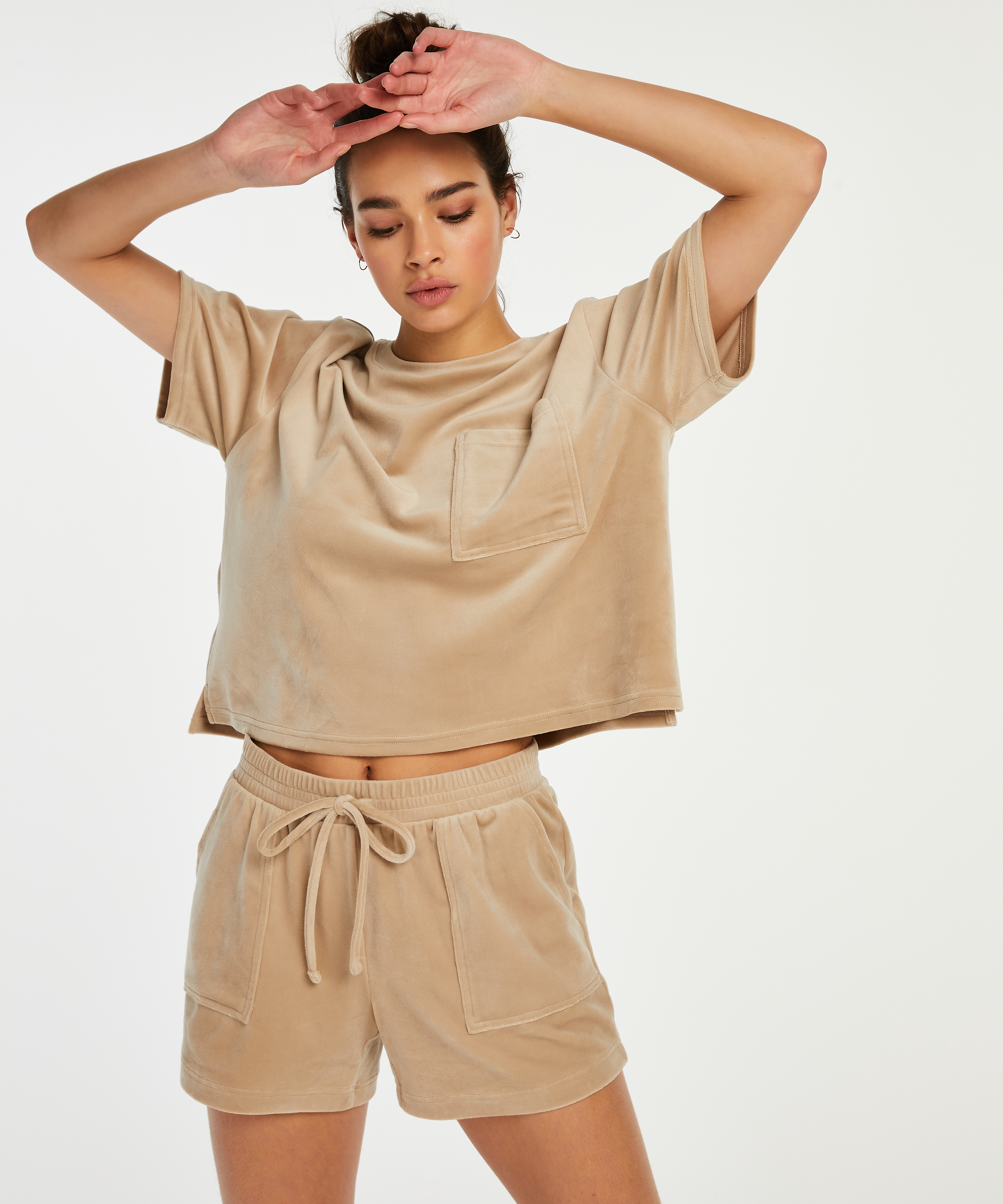 Top de terciopelo Pocket, Beige, main