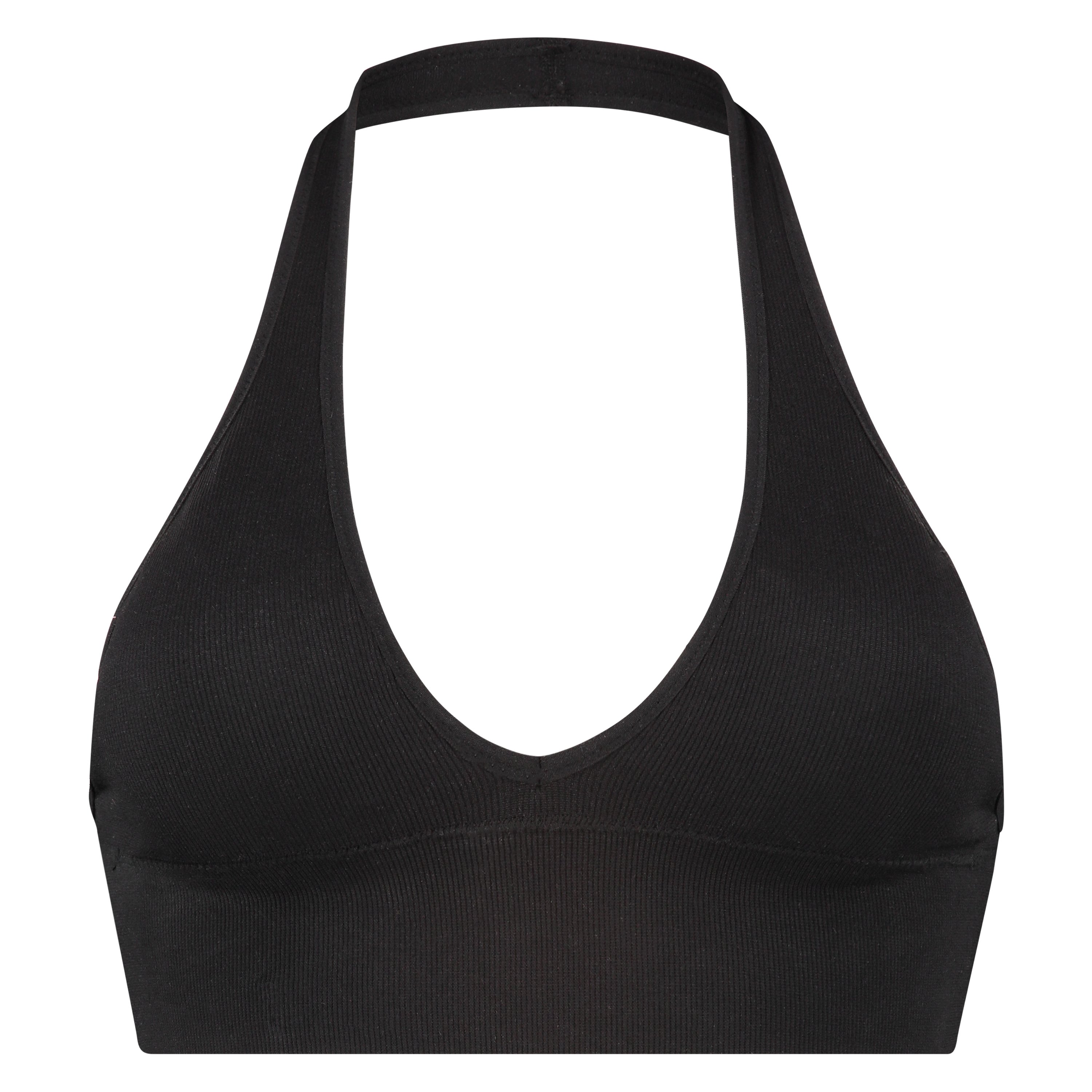 Bralette sin costuras de estilo halter, Negro, main