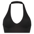 Bralette sin costuras de estilo halter, Negro