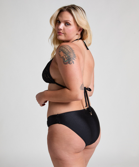 Top de bikini triangular Boho, Negro