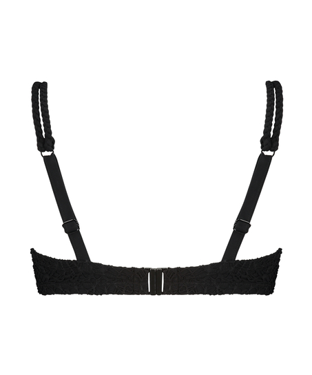 Top de bikini Crochet con aros preformado Lurex, Negro