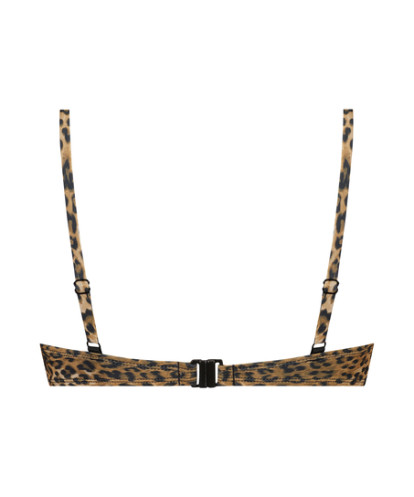 Top de bikini de aros preformado Leopard, Marr&oacute;n