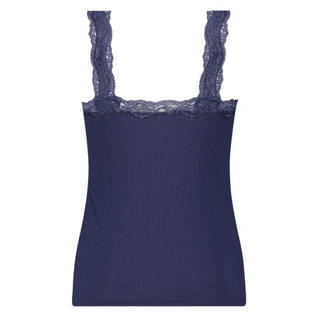 Cami Top Rib Lace, Azul