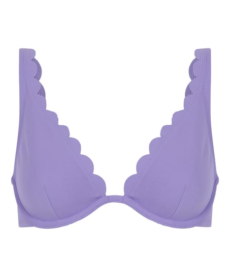 Top de bikini de aros no preformado Scallop, Morado