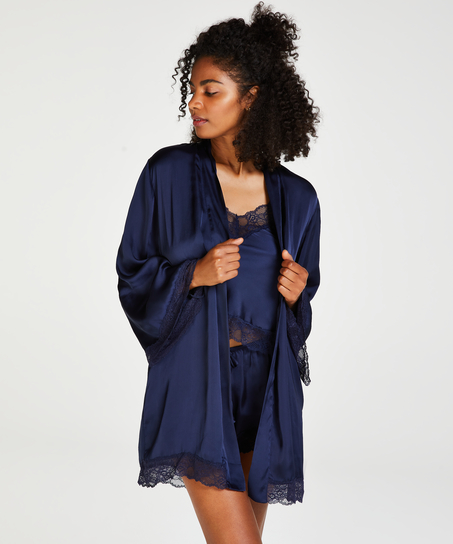 Petite Kimono de sat&eacute;n meili, Azul