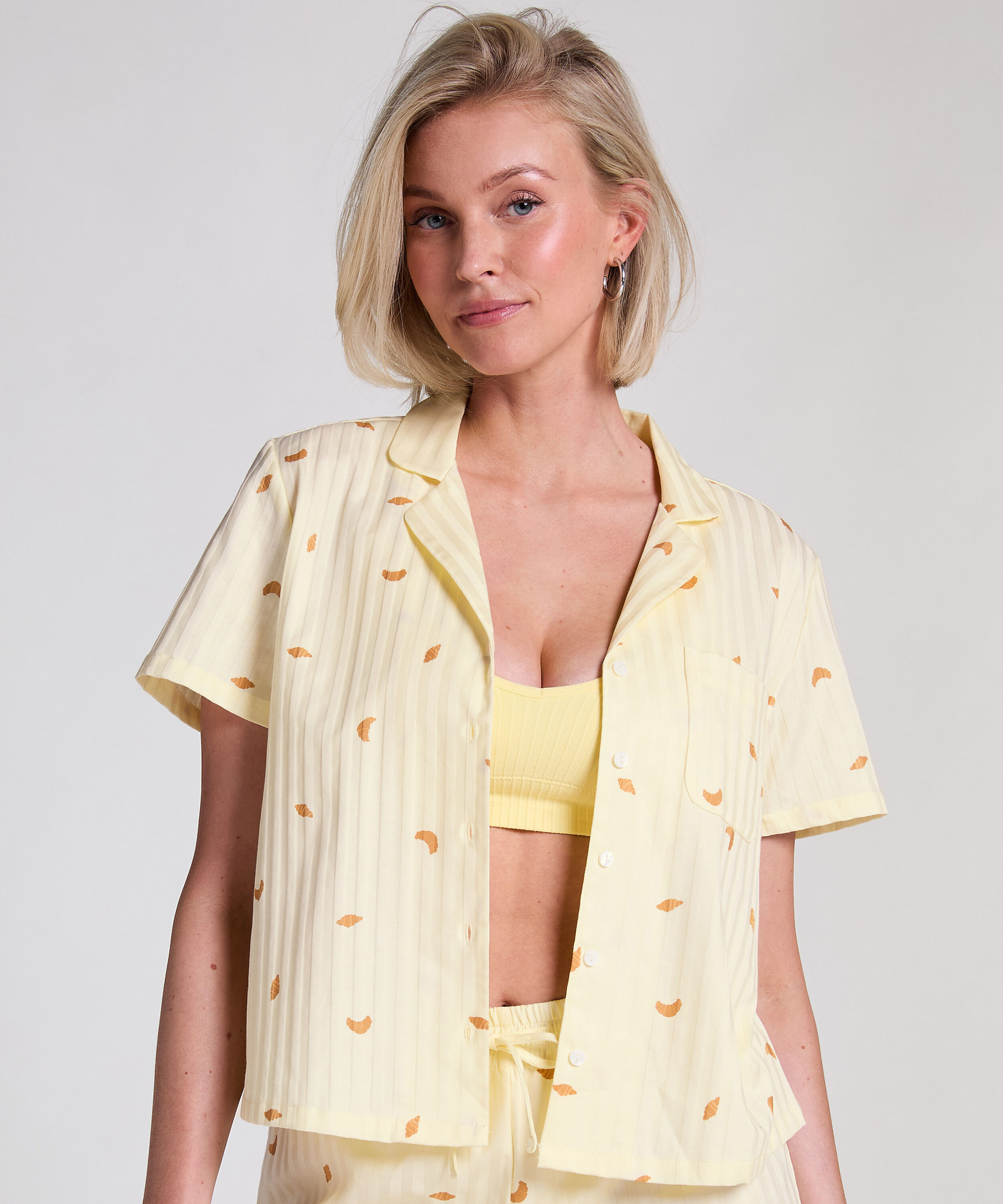 Top a rayas de algodón Jacket, Amarillo