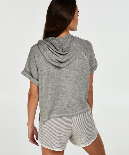 Sudadera con capucha de manga corta, Gris