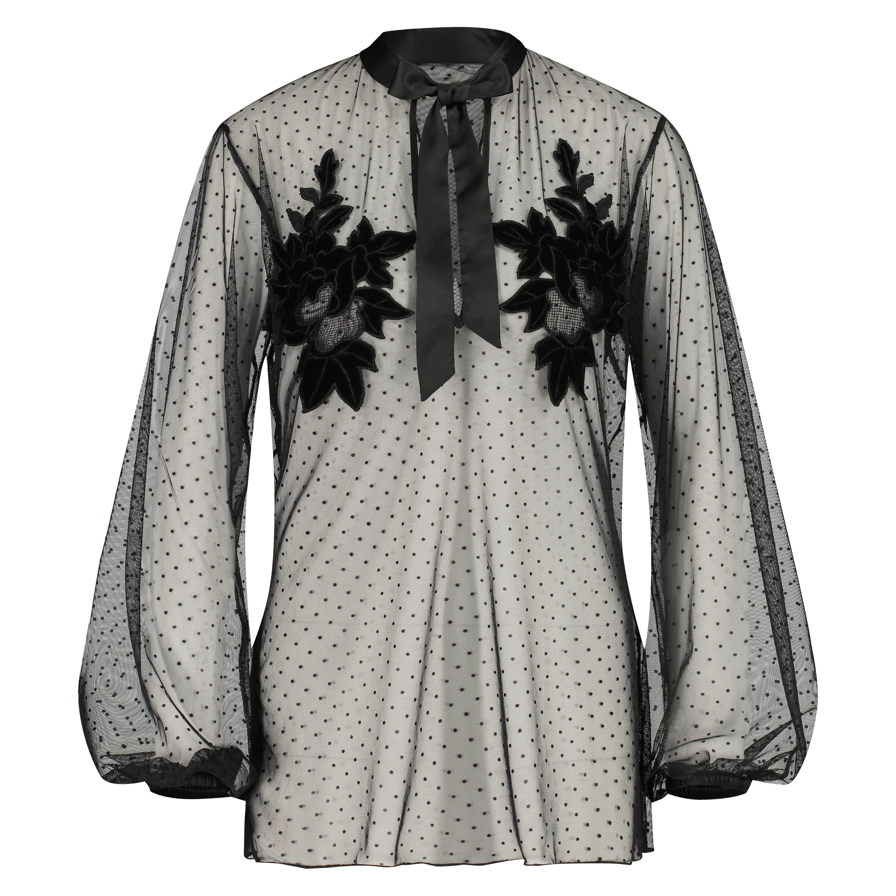 Túnica de rejilla con puntitos, Negro, main