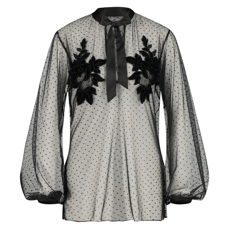 Túnica de rejilla con puntitos, Negro