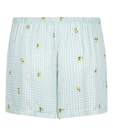 Shorts de viscosa con estampado de cuadros, Verde