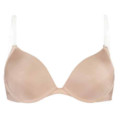 Sujetador push-up de aros preformado sin tirantes Transparent Back, Beige
