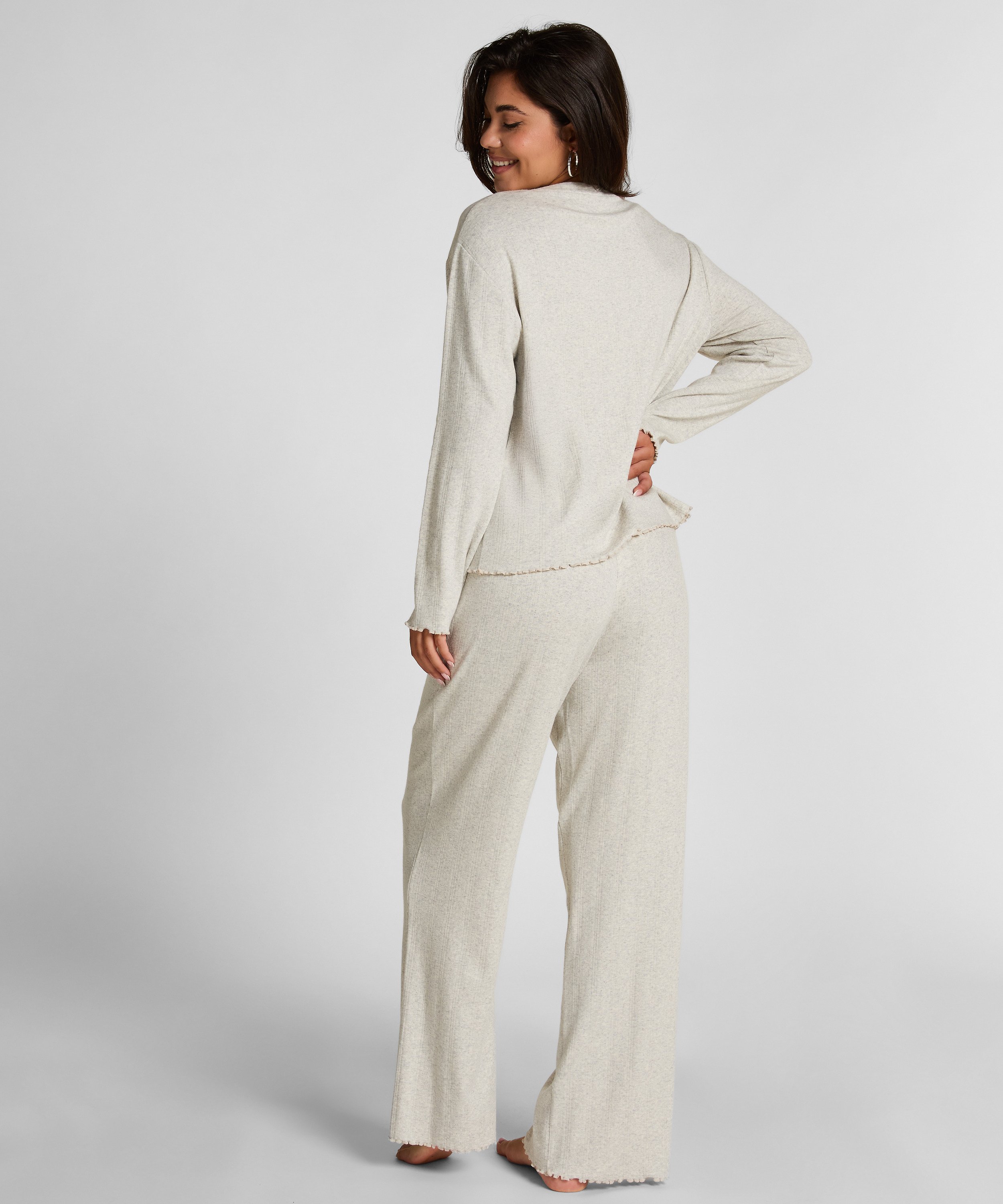 Pyjama Top Loose Pointelle, Gris, main