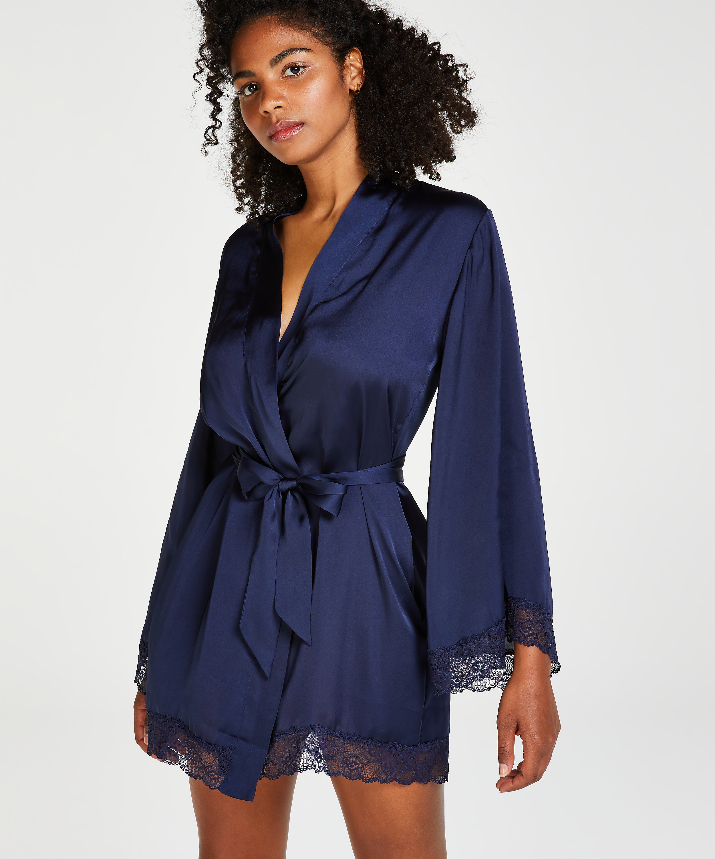 Petite Kimono de sat&eacute;n meili, Azul, main