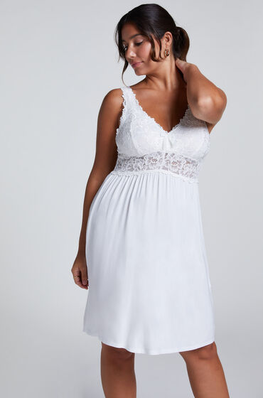 Hunkemöller Vestido lencero Nora Lace Blanco
