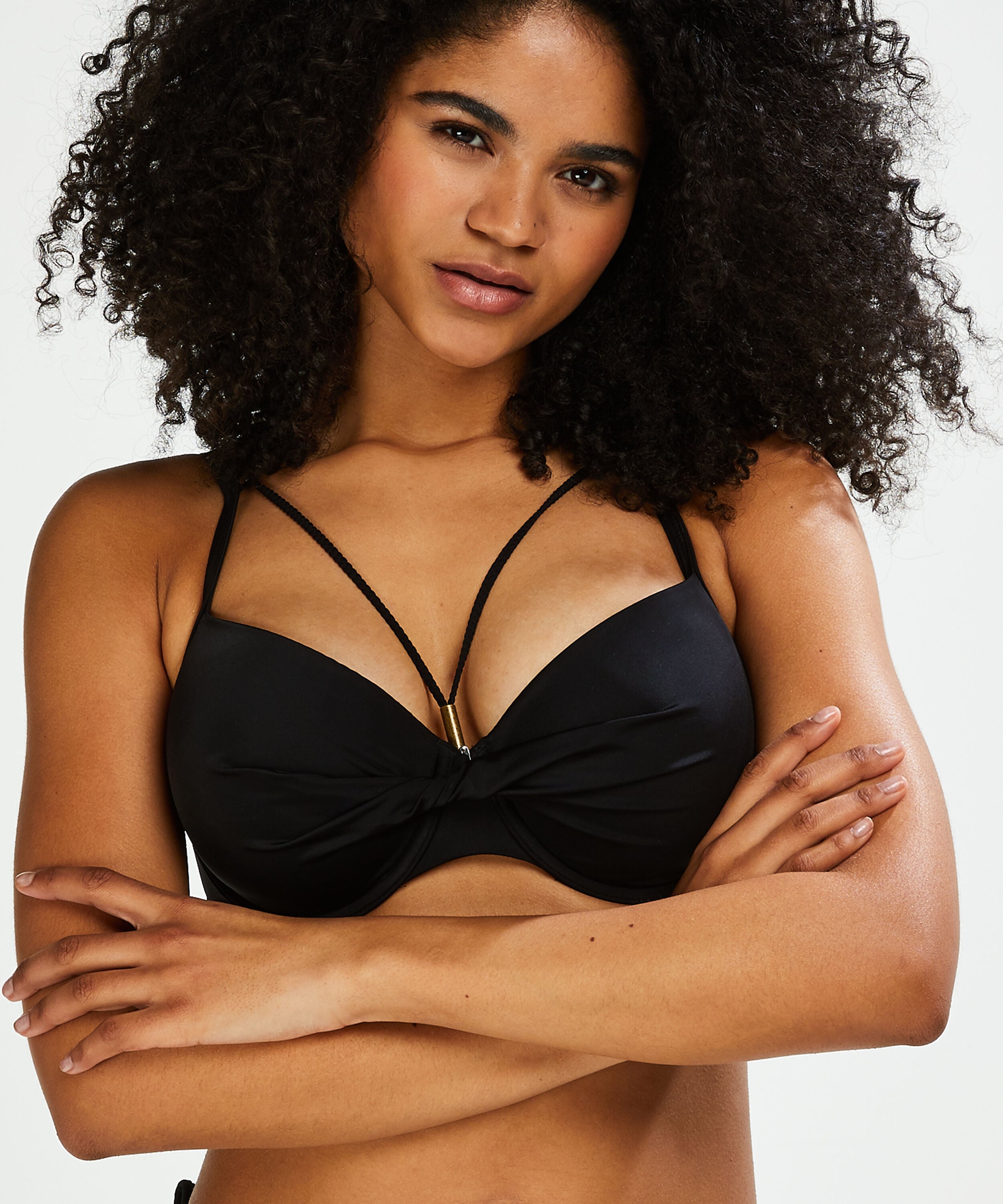 Top de bikini de aros preformado Sunset Dream, Negro
