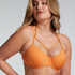 Top de bikini de lúrex Scallop, Naranja