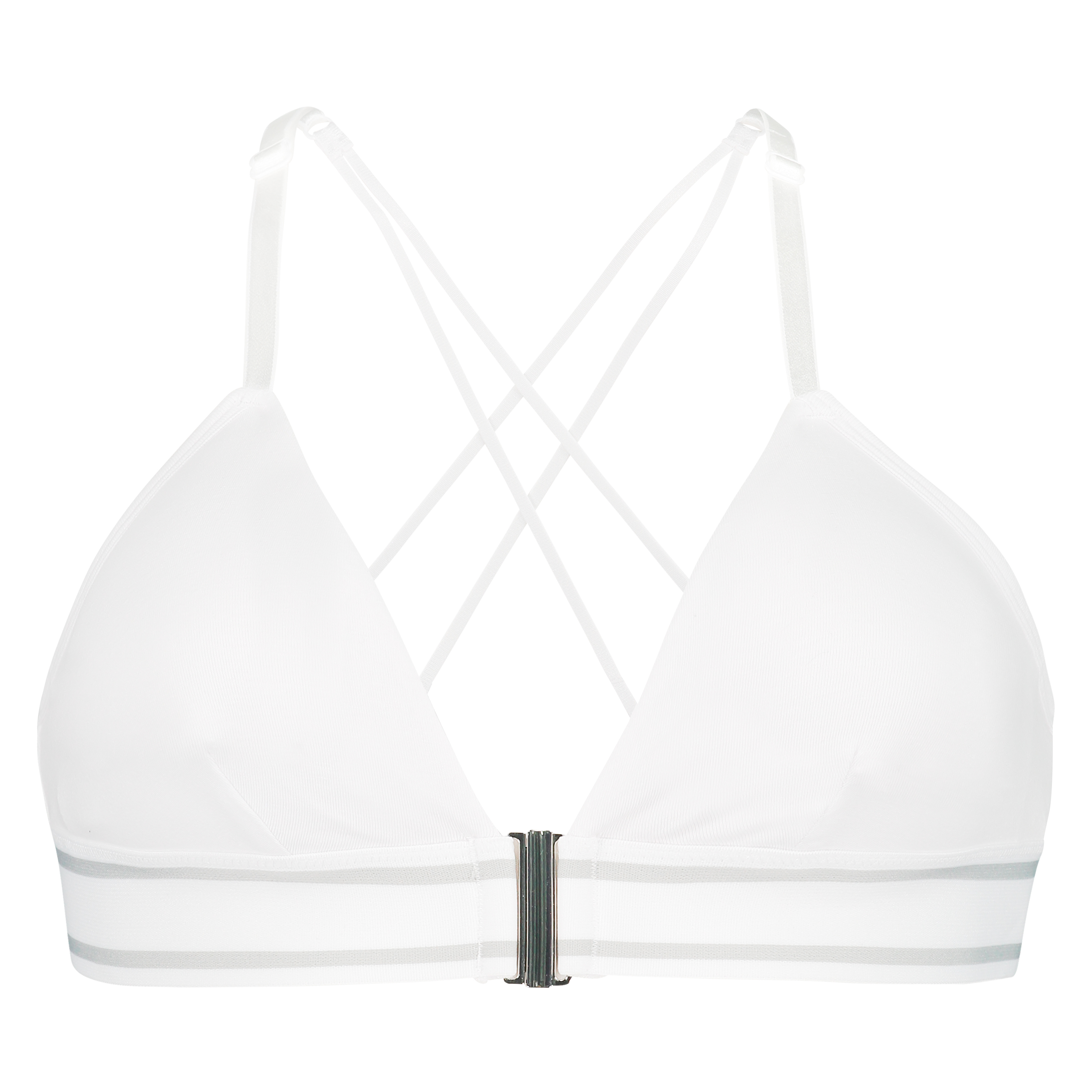 Bralette triangular preformada de algod&oacute;n Casey, Blanco, main