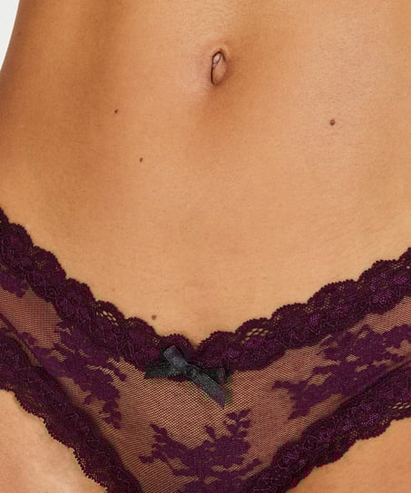 Brasileña en forma de V burn-out mesh, Morado