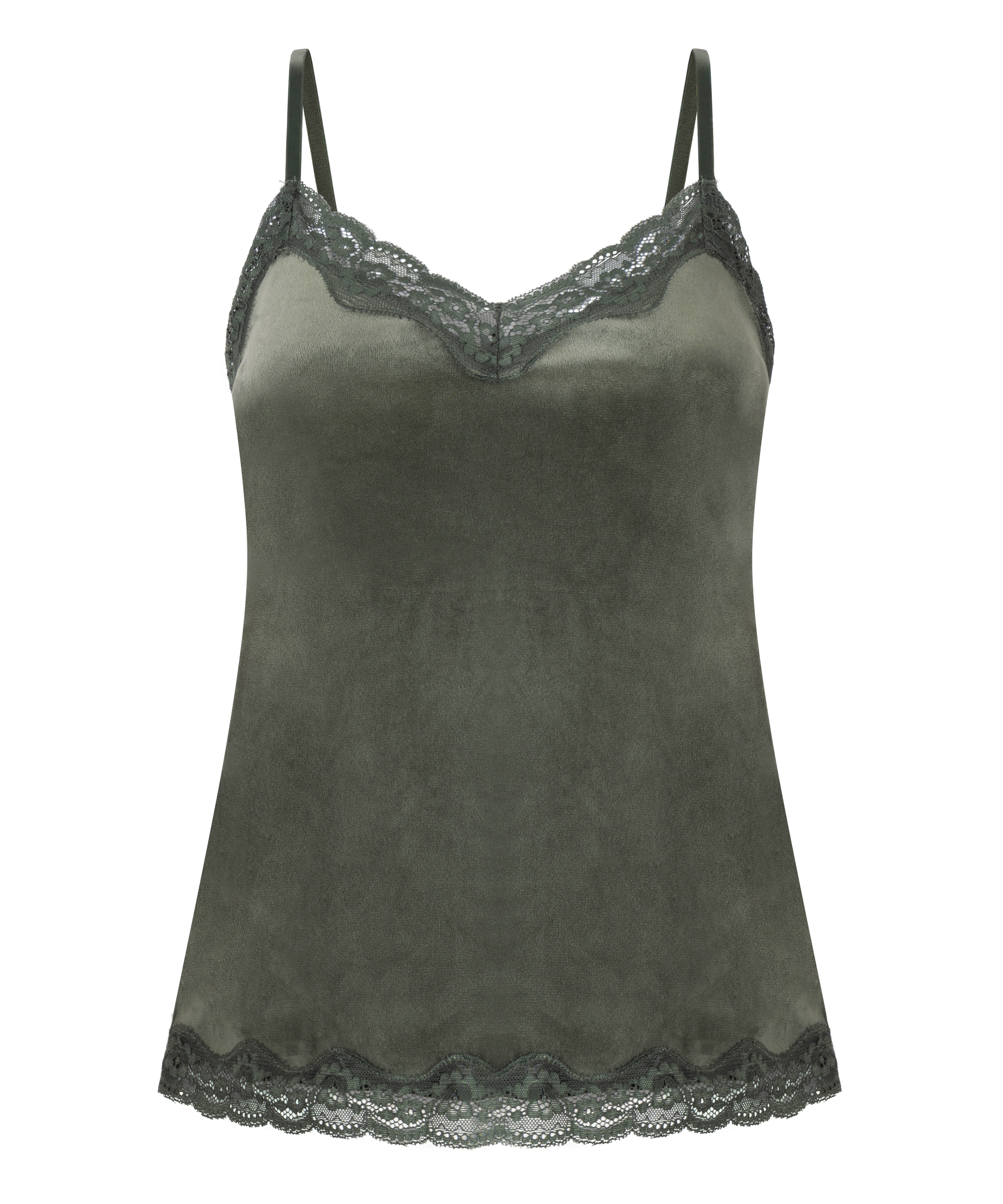 Camiseta top Velours Lace, Verde, main