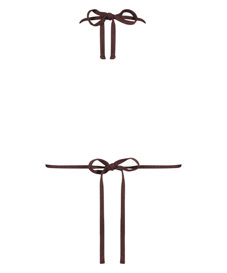 Top de bikini triangular Scallop Lurex, Marrón