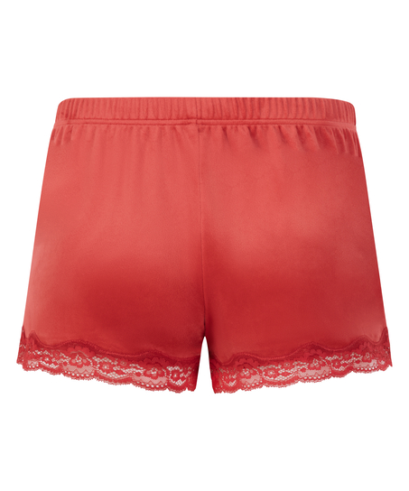 Pantal&oacute;n corto de terciopelo y encaje, Rojo