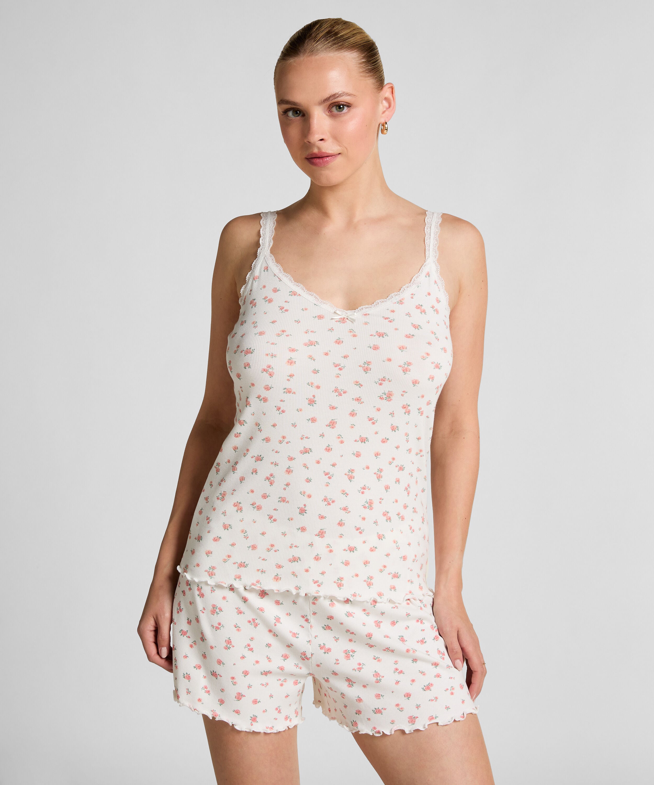 Camisola de encaje acanalado