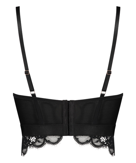 Sujetador de aros preformado de estilo longline Heather, Negro