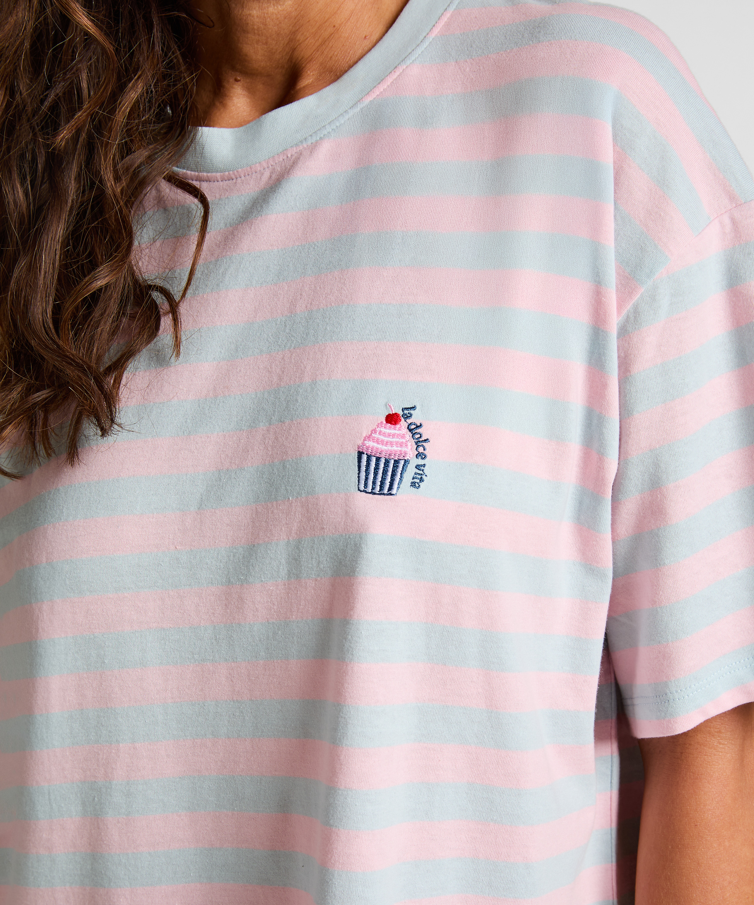 Camis&oacute;n de cuello redondo, Azul, main