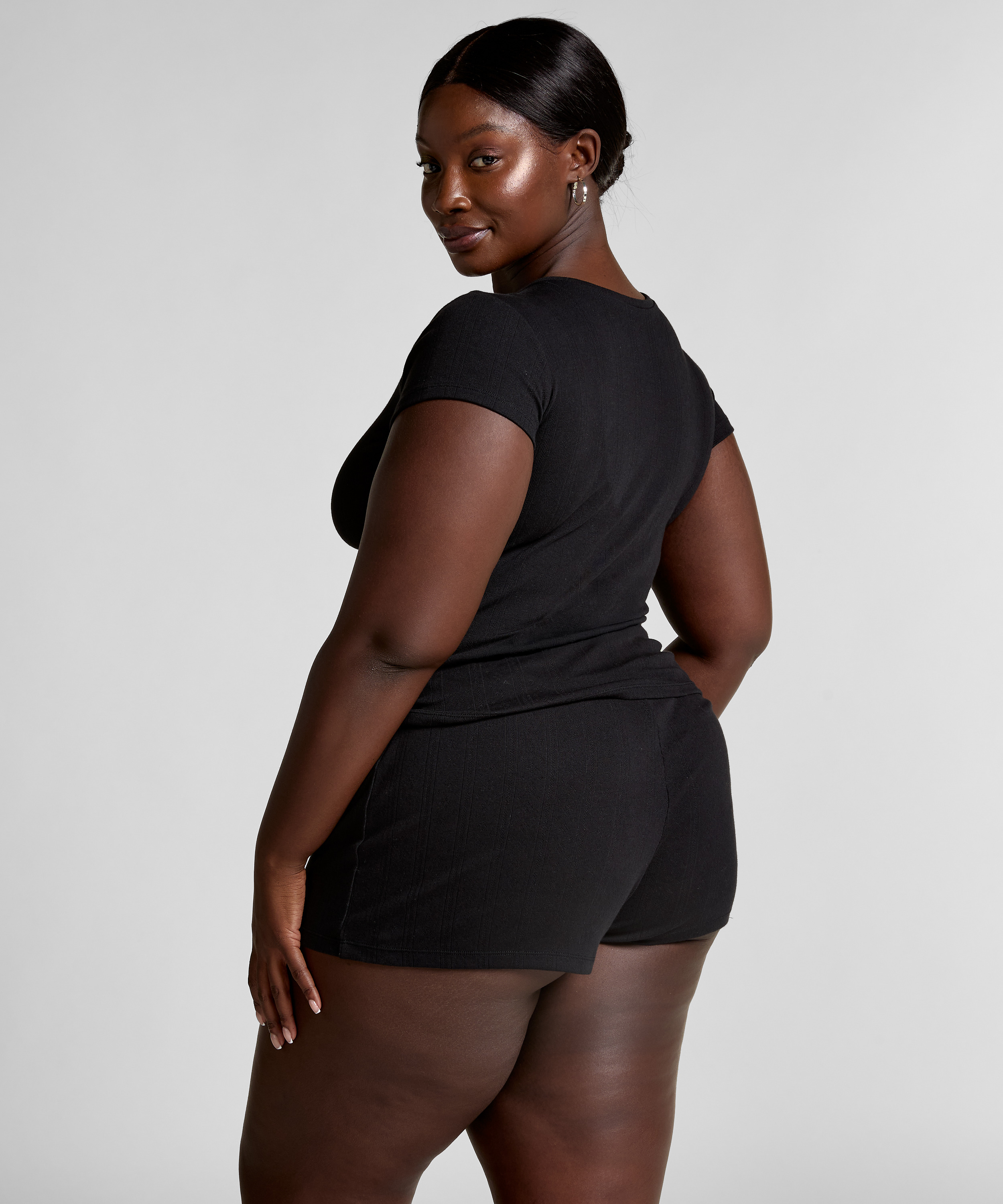 Top en pointelle, Negro, main