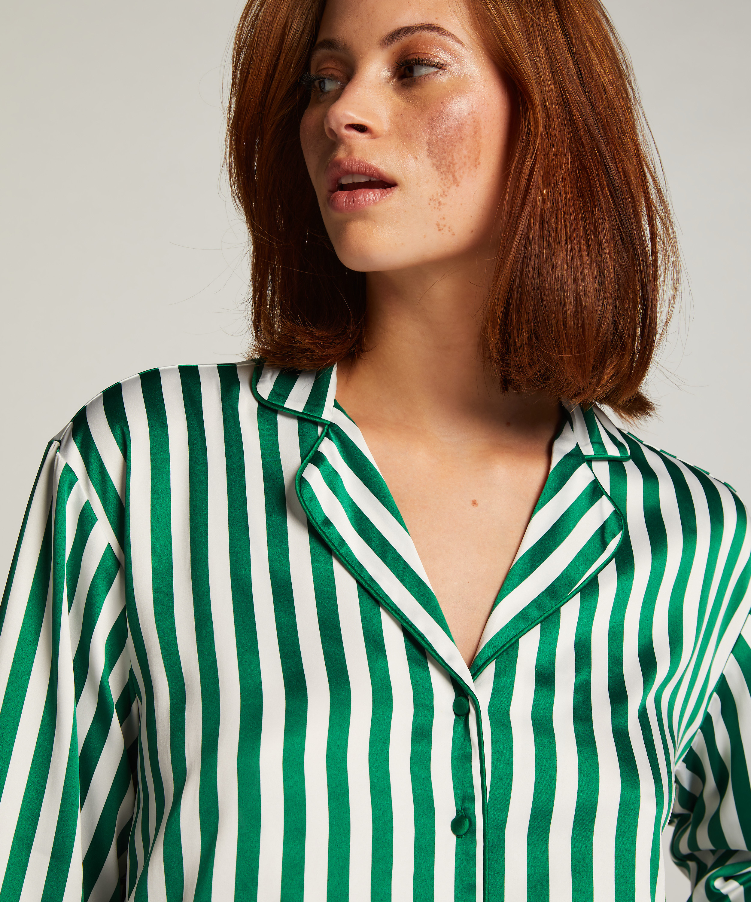 Chaqueta de manga larga y satén, Verde, main